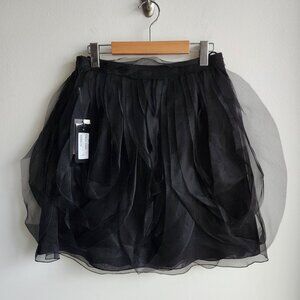 *NWT* Emporio Armani Black Silk Organza Mini Skirt - US 6  🇮🇹